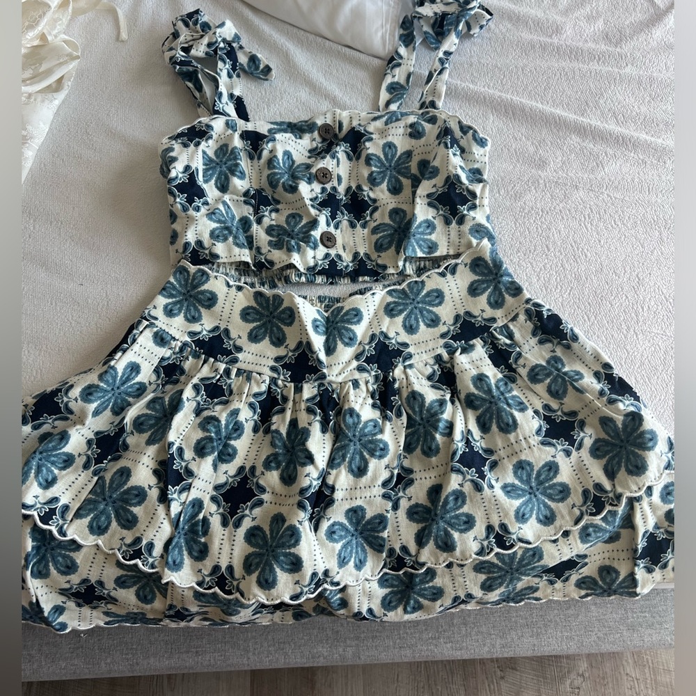 Target Agua Bendita coral tile print skirt and top set